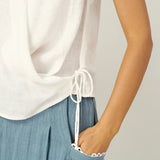 100% Linen Halter Neck Tie-Front Crop Top FAYE