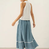 100% Linen Halter Neck Tie-Front Crop Top FAYE