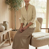 100% Linen Hand Button Fitted Jacket AMELIA