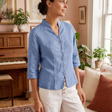 100% Linen Hand Button Fitted Jacket AMELIA