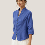100% Linen Hand Button Fitted Jacket AMELIA