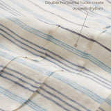100% Linen Pleated Striped Pullover Top VIA