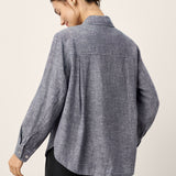 100% Linen Relaxed Drop Shoulder Pocket Shirt ASTER