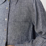100% Linen Relaxed Drop Shoulder Pocket Shirt ASTER