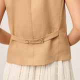 100% Linen Cinch-Back Sleeveless Tailored Vest BRONWYN