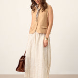 100% Linen Cinch-Back Sleeveless Tailored Vest BRONWYN