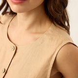 100% Linen Cinch-Back Sleeveless Tailored Vest BRONWYN