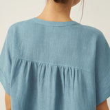 100% Linen Short Sleeve Crew Neck Shirt FINA