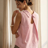 100% Linen Structured Collar Sleeveless Blouse BLAIR