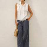 100% Linen Structured Collar Sleeveless Blouse BLAIR