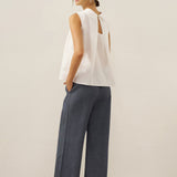 100% Linen Structured Collar Sleeveless Blouse BLAIR