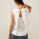 100% Linen Structured Collar Sleeveless Blouse BLAIR
