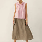 100% Linen Structured Collar Sleeveless Blouse BLAIR