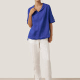 100% Linen V-Neck Short Sleeve Shirt SIERRA
