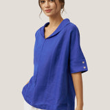 100% Linen V-Neck Short Sleeve Shirt SIERRA