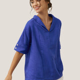 100% Linen V-Neck Short Sleeve Shirt SIERRA
