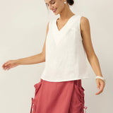 100% Linen V-Neck Sleeveless Tank Top NICOLE