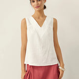 100% Linen V-Neck Sleeveless Tank Top NICOLE