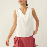100% Linen V-Neck Sleeveless Tank Top NICOLE