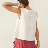 100% Linen V-Neck Sleeveless Tank Top NICOLE