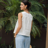 100% Linen V-Neck Sleeveless Tank Top NICOLE