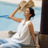 100% Linen V-Neck Sleeveless Tank Top NICOLE