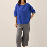 100% Linen Boatneck 3/4 Length Sleeve Top AURORA