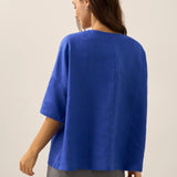 100% Linen Boatneck 3/4 Length Sleeve Top AURORA