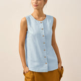 100% Linen Buttons Down Tank Top ERIN