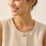 100% Linen Buttons Down Tank Top ERIN