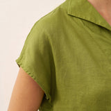 100% Linen Collared Cap Sleeve Top IVY