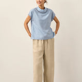 Linen Cutout Turtleneck Top QUINN
