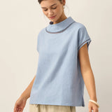 Linen Cutout Turtleneck Top QUINN