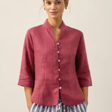100% Linen Hand Button Fitted Jacket AMELIA