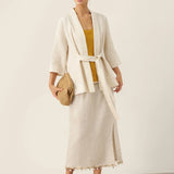 100% Linen Kimono Belted Blazer BRIA