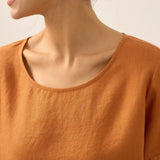 100% Linen Round Neck Petal-Sleeve Pullover LAUREL