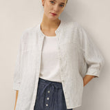 100% Linen Striped Three-Quarter Sleeve Shirt SKYLAR