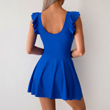 Maclair & Co. - Women One Piece Swim Dress Tummy Control Swimsuit Slimming Ruffle Side Tie Kont Swimdress Bathing Suit