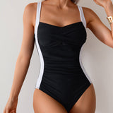 Maclair & Co. - Women One Piece Swimsuit Ruched Tummy Control Bathing Suit Slimming Color Block Swim Suit Swimwear