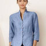 100% Linen Hand Button Fitted Jacket AMELIA