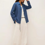 100% Linen Button-Front Shirt with Extended Hem JOVAN