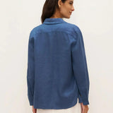 100% Linen Button-Front Shirt with Extended Hem JOVAN