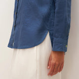 100% Linen Button-Front Shirt with Extended Hem JOVAN