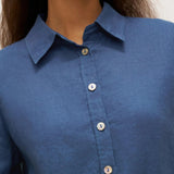 100% Linen Button-Front Shirt with Extended Hem JOVAN
