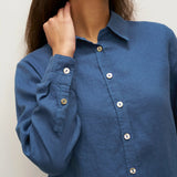 100% Linen Button-Front Shirt with Extended Hem JOVAN