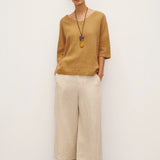 100% Linen V-Neck 3/4 Length Sleeve Top DORA