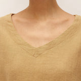 100% Linen V-Neck 3/4 Length Sleeve Top DORA