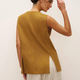 100% Linen Arc-Placket Button-Front Vest ELFRIDA