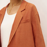 100% Linen 3/4 Sleeve Drop Shoulder Blazer DARA