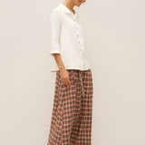 100% Linen Peter Pan Collar 3/4 Sleeve Shirt ASTRID